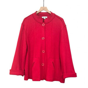 Coldwater Creek Wool Blend Button Front Cardigan Blazer Red Size XL